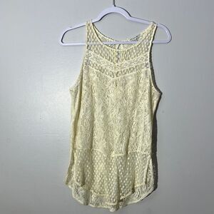 American Eagle Ivory Lace Tank Top Sleeveless Blouse Women's S